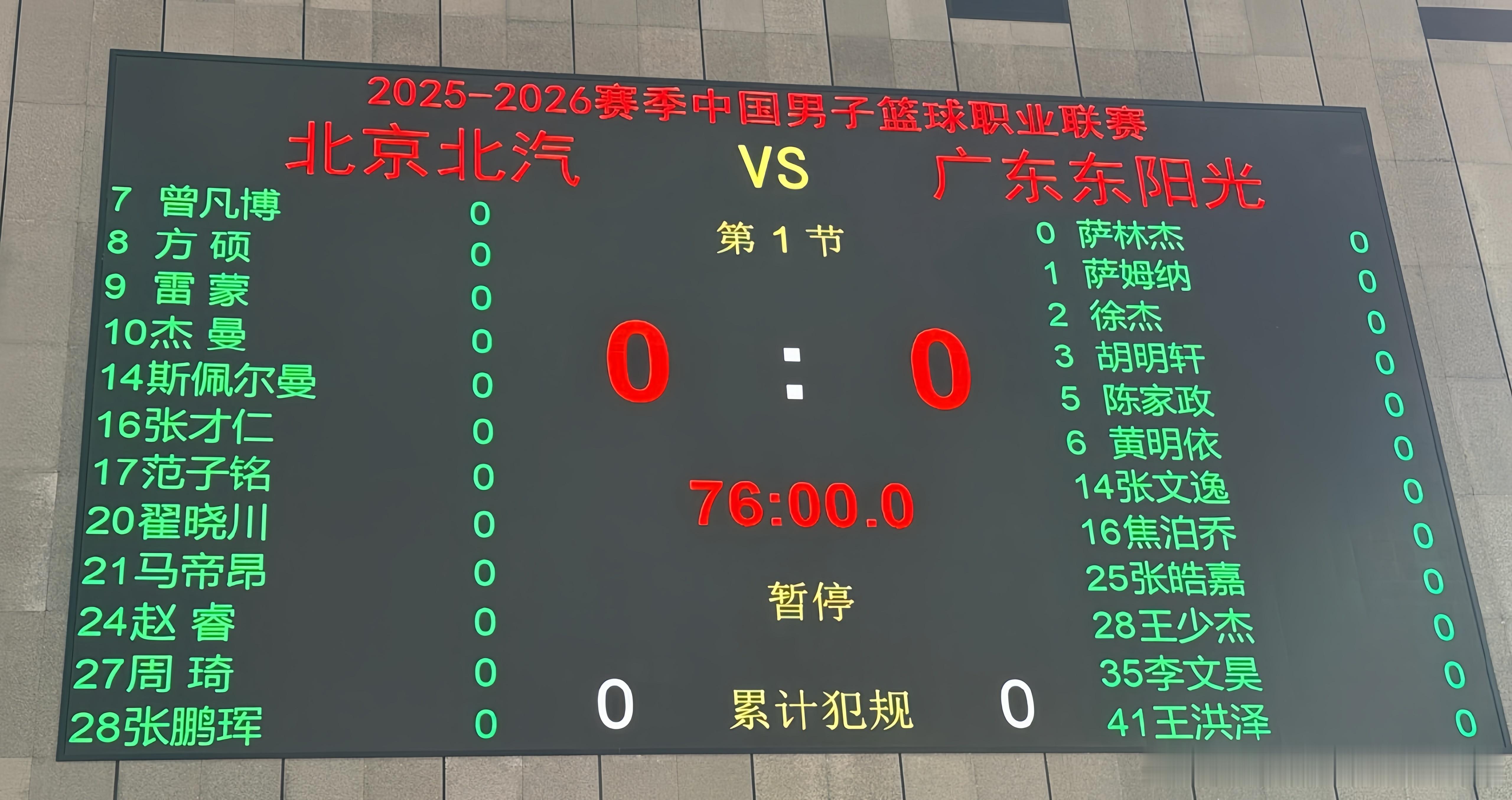今晚CBA重头戏京粤大战，广东宏远男篮VS北京首钢男篮的12人大名单出来了！广东