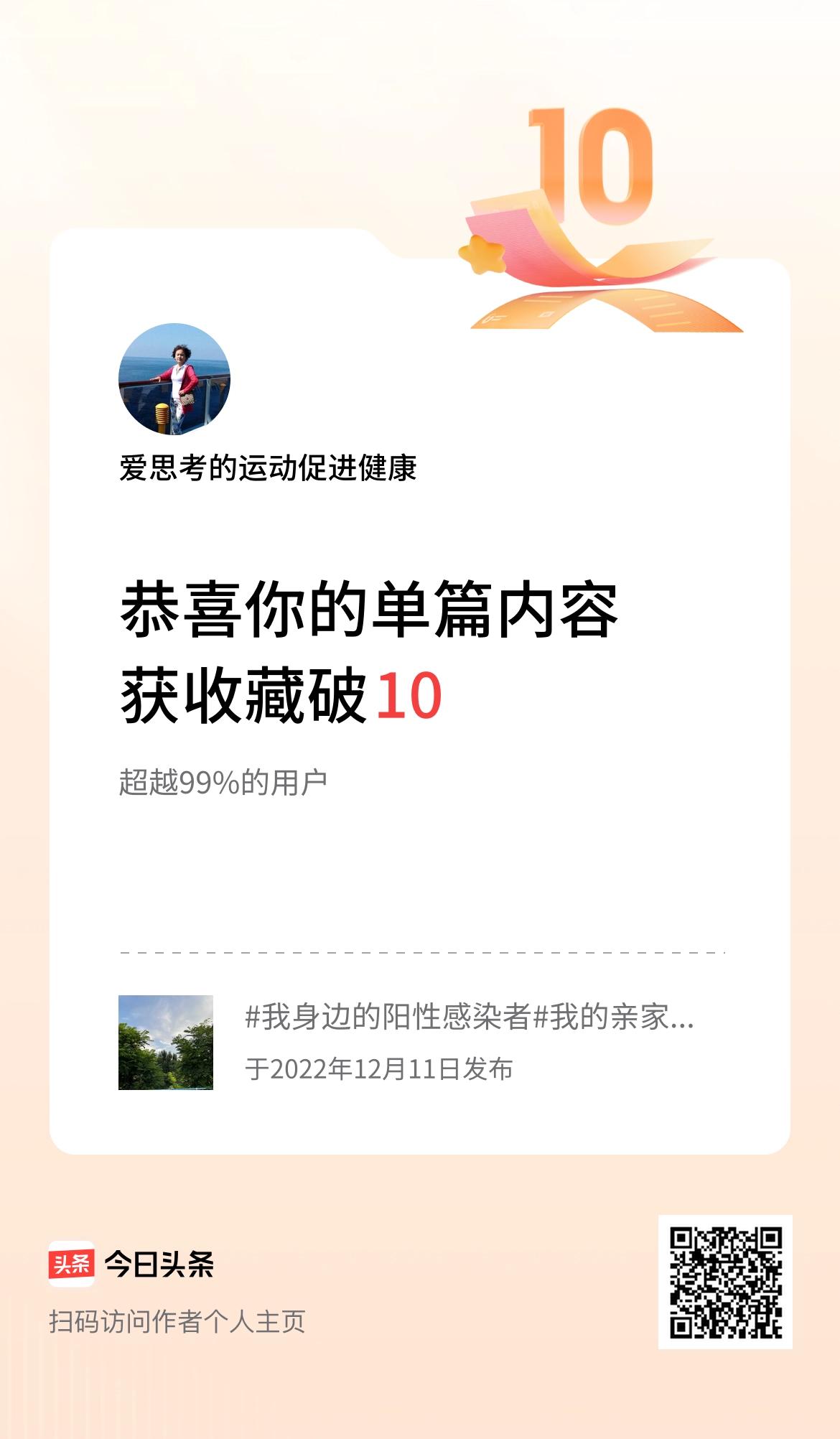 单篇内容获收藏量破10啦！