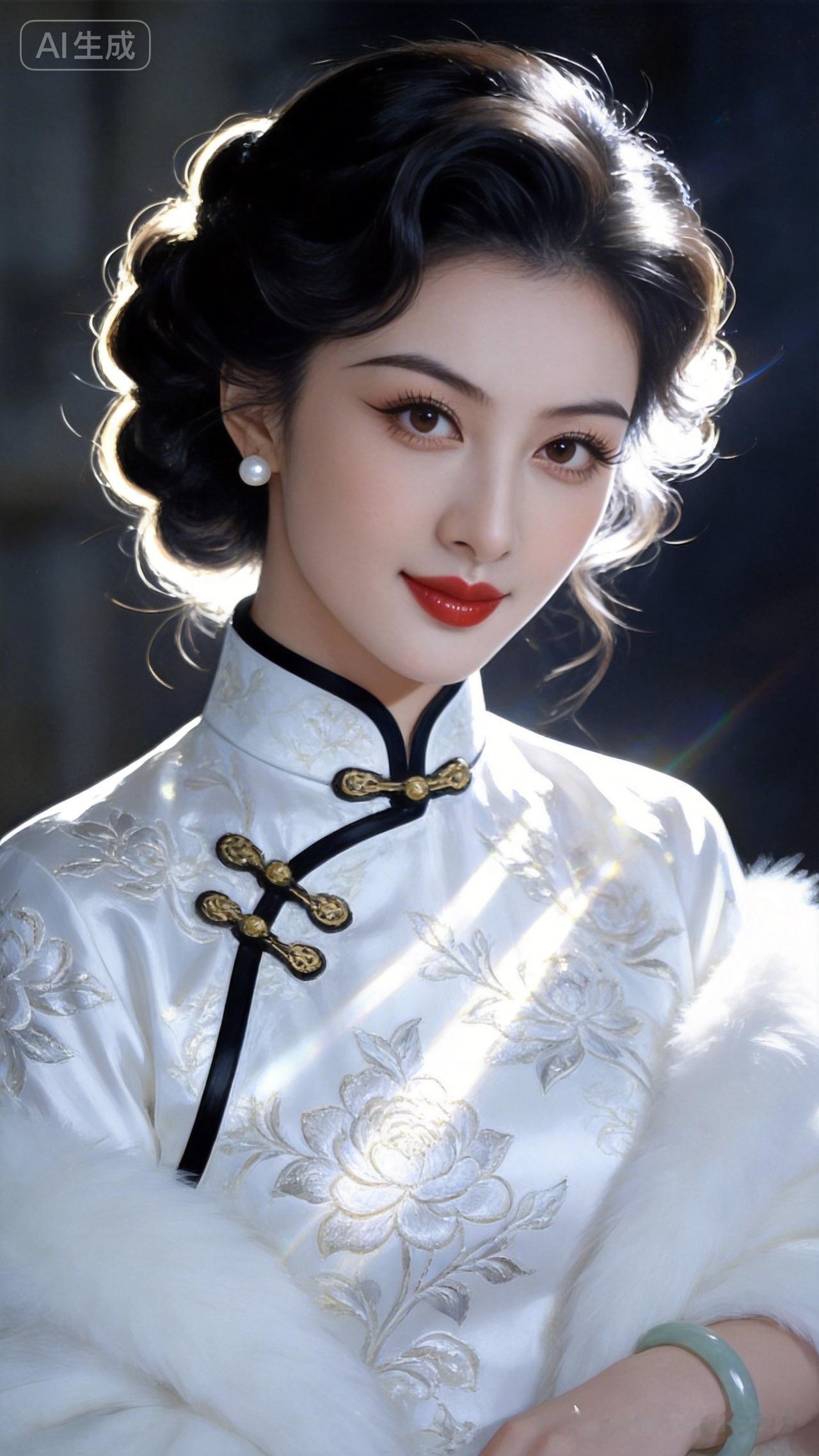 这姑娘穿着旗袍真好看！