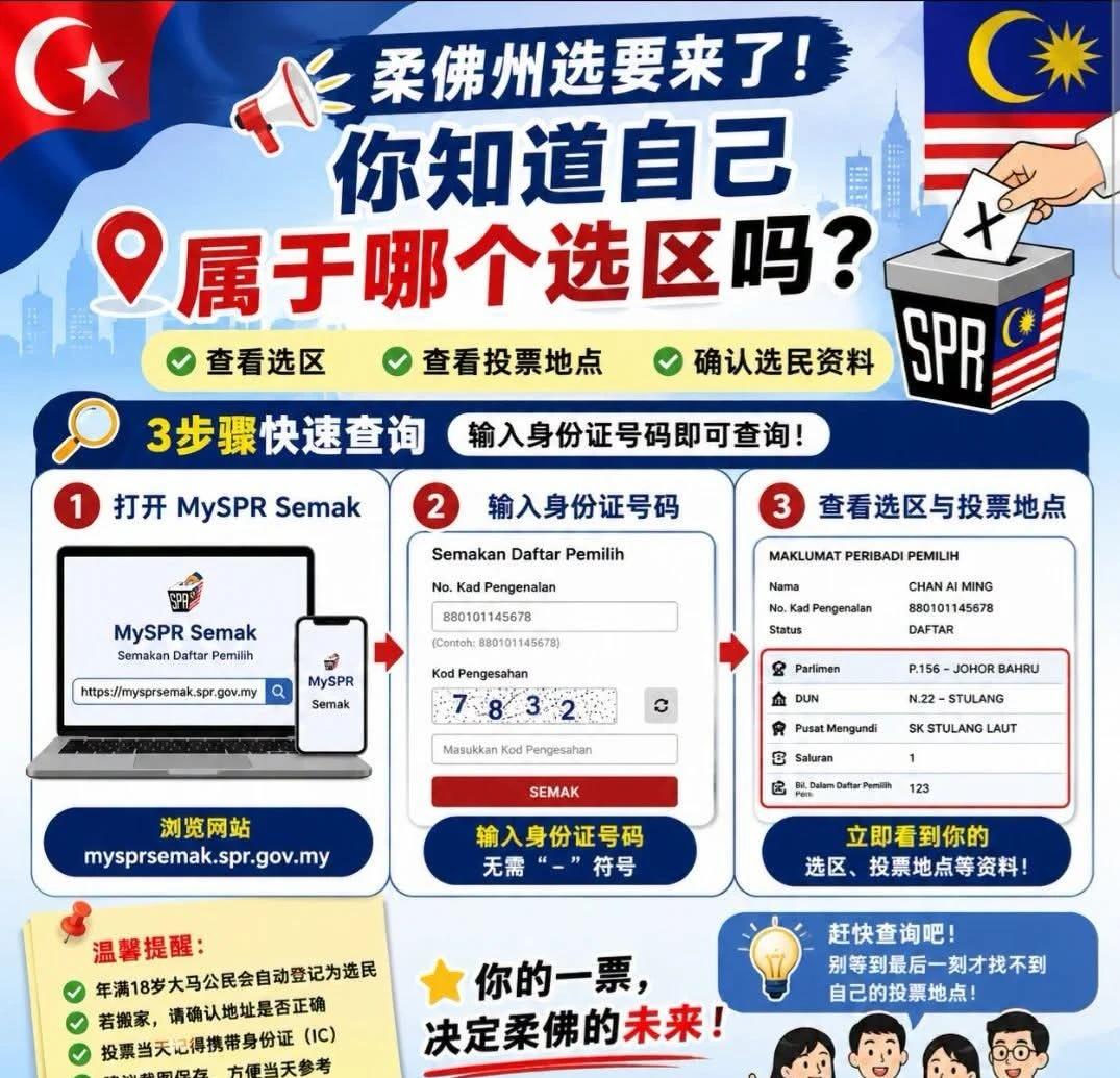 你知道自己属于哪个州议席（DUN）吗？
柔佛州选即将来临
你知道自己属于哪个州议