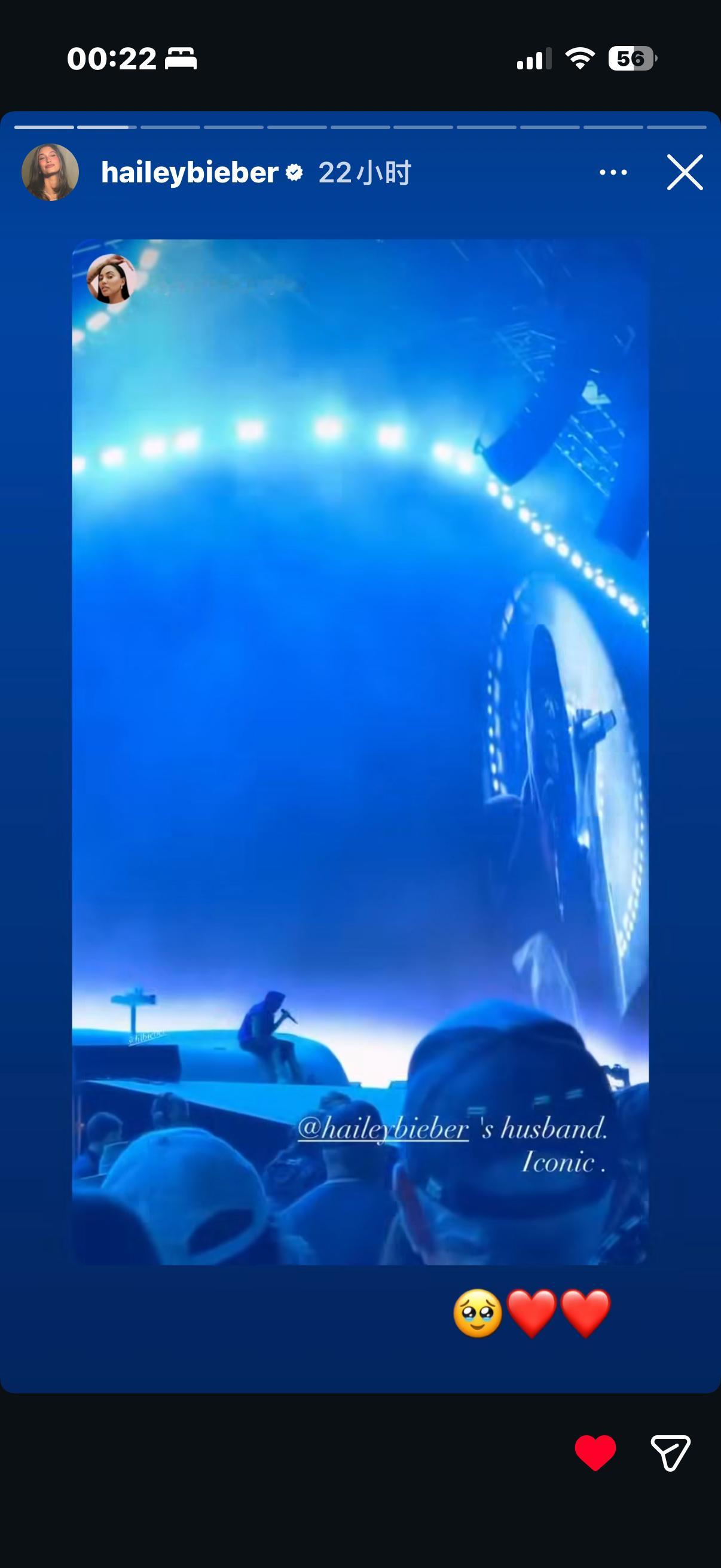 阿耶莎ins更新了快拍晒出去看比伯的视频比伯的老婆海莉转发了并配文🥹❤️❤️ 