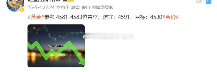 黄金4581位置空，现行情如期下跌，现报价4570位置，空单顺利浮盈110个点，