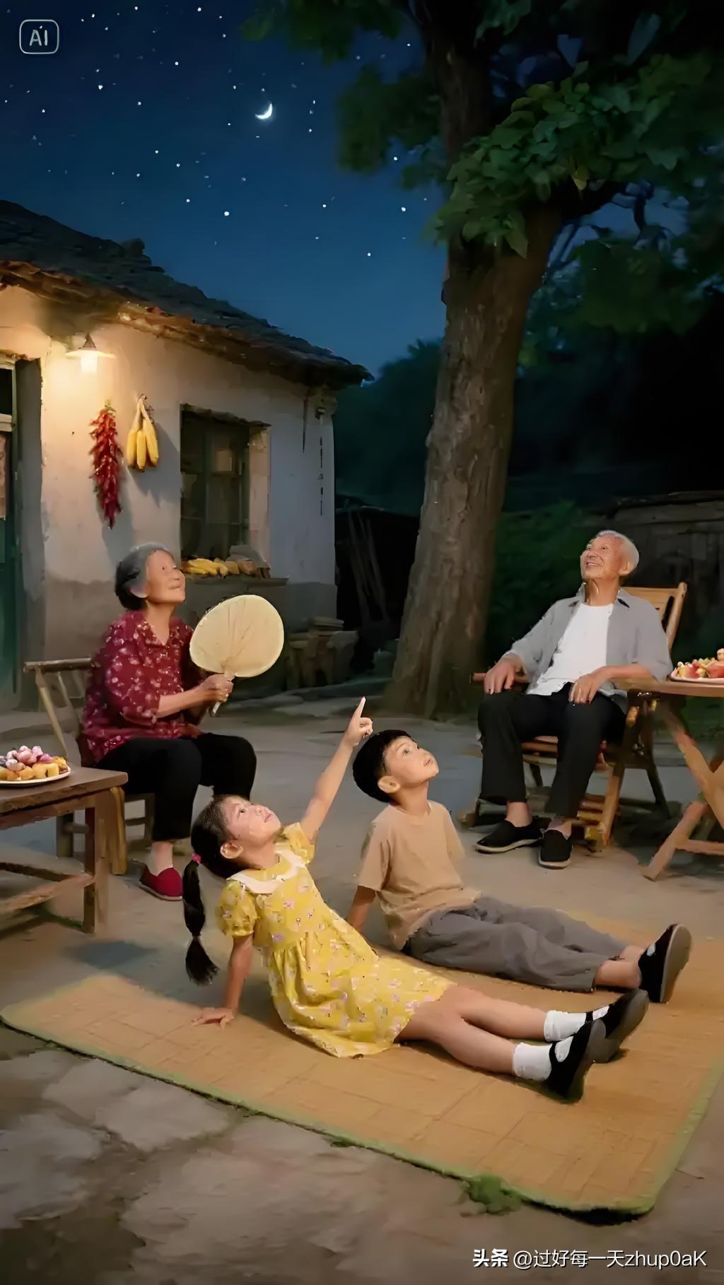 《夏日书事·其二》
——明·胡奎
露坐庭中待月明，
翛然白苧晚凉生。
好风吹散西