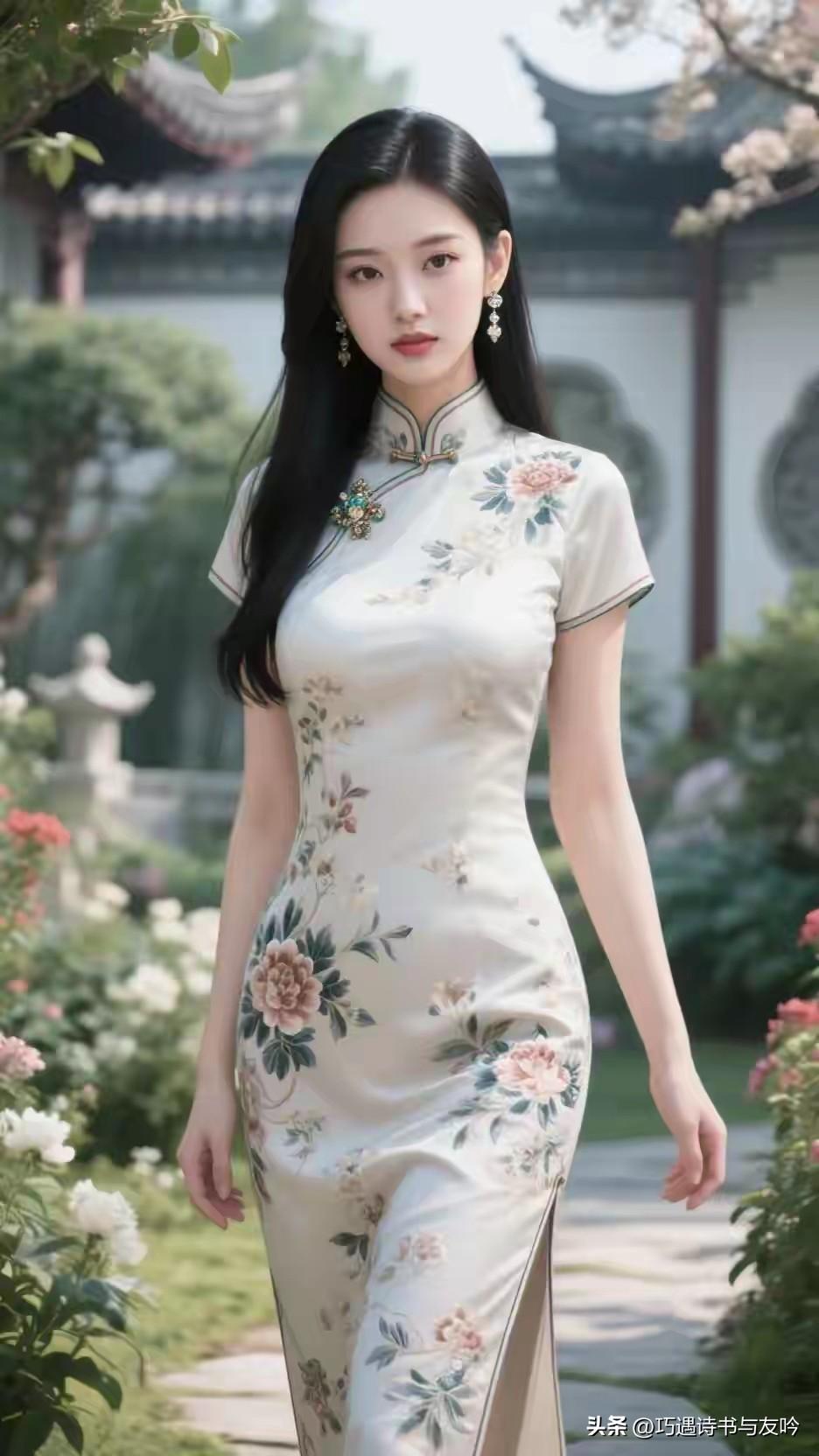  芙蓉出水亭亭站，
面若桃花美如冠。
 千娇百媚国色艳，
花容带雨惹人怜。
环肥