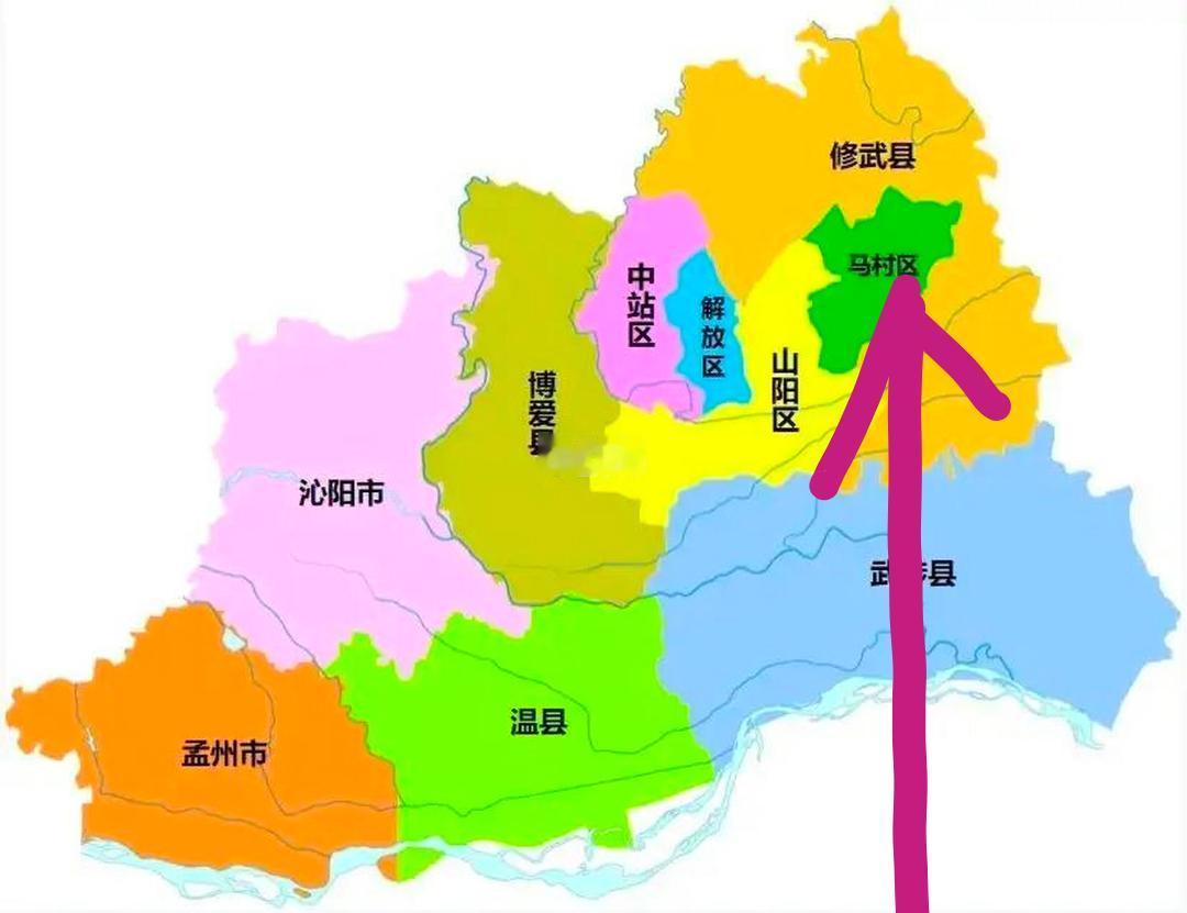 焦作市马村区旧时为煤运码头集市；
1956年设立马村区，焦作东部工矿片区。
面积