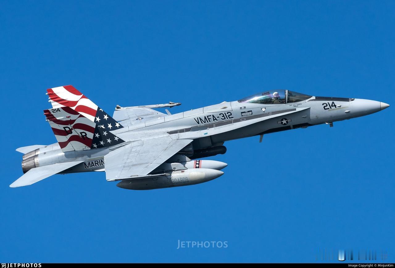 来自海军陆战队 VMFA-312 中队的12架 F/A-18C，分成3个编组（每