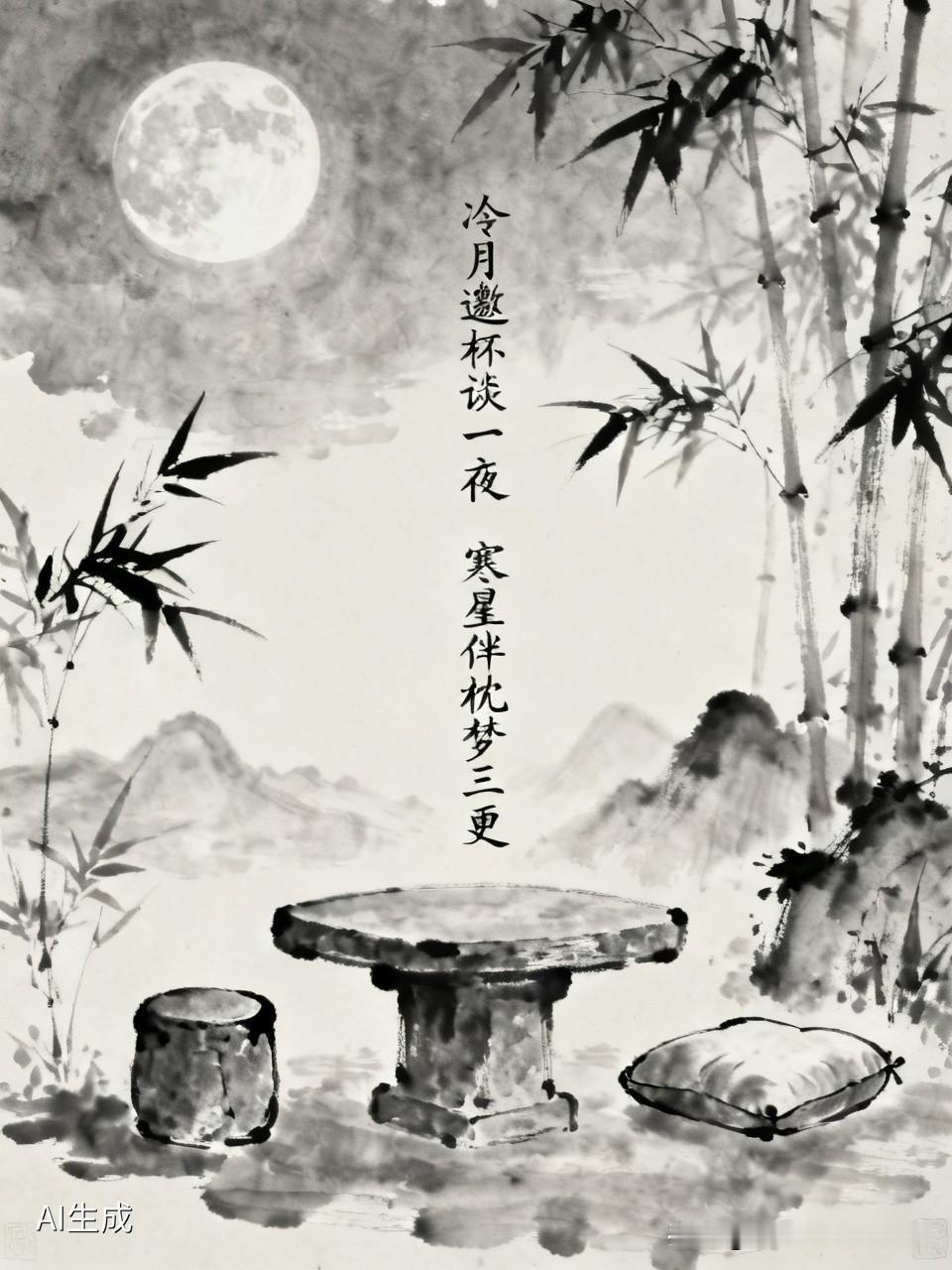 上联：冷月邀杯谈一夜，安子邀对，，寒星伴枕梦三更！[微风]