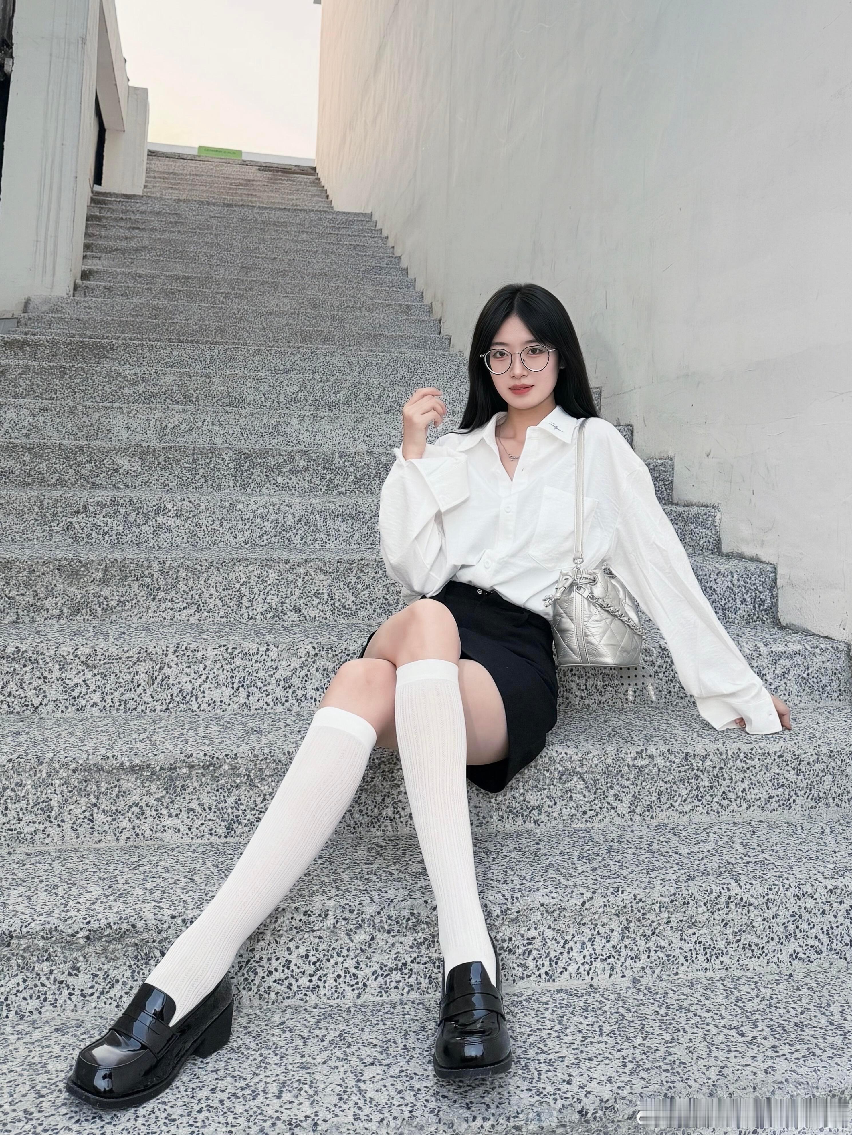 白丝小腿袜很好看！ 