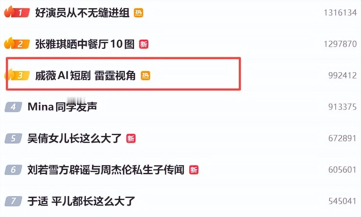 闹大了！戚薇AI短剧因雷霆视角，引发全网热议，账号被冲评论区沦陷 