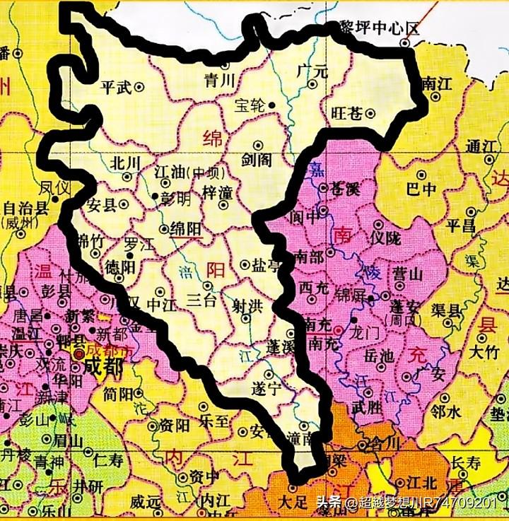 四川省绵阳地区{专区}1958年到1976年代这18年间管辖范围非常宽。管辖范围