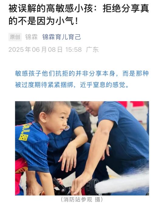 高敏感儿童拒绝分享真的不是因为小气。