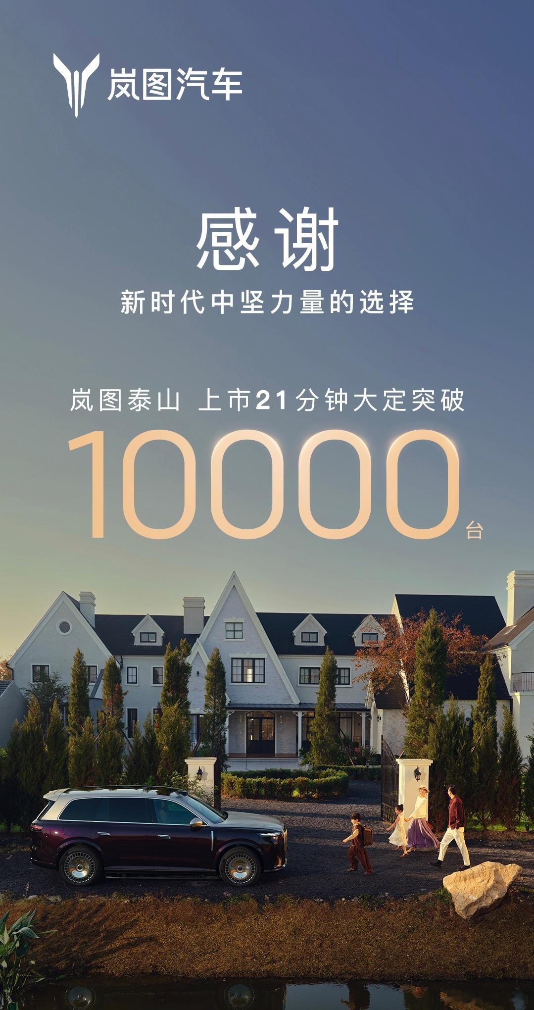 岚图泰山 21分钟大定破万！恭喜岚图！好几个朋友问我为什么不买？这话说的……难道