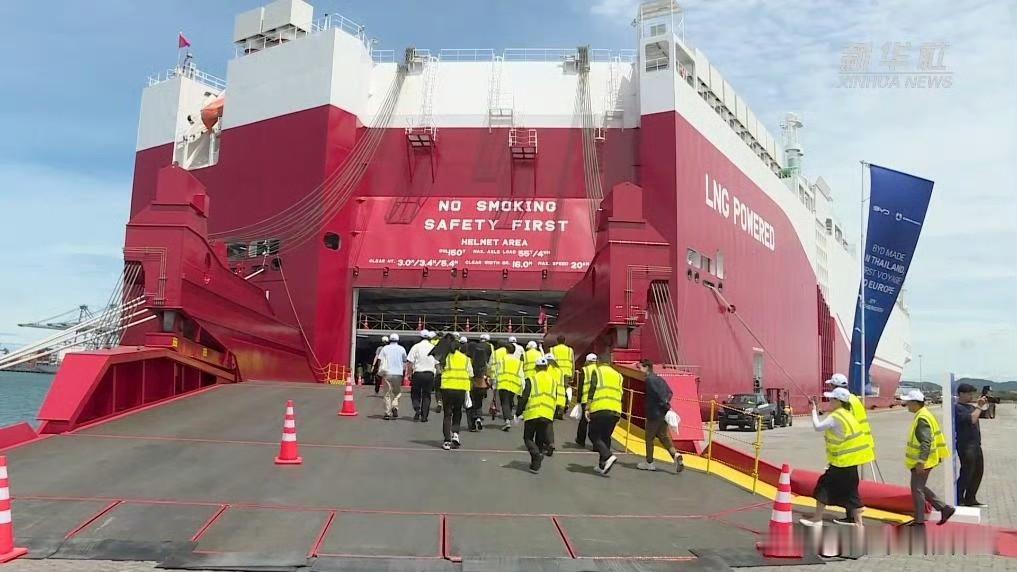 比亚迪全球化迈入新的里程。近日比亚迪海外工厂，泰国工厂生产的比亚迪海豚，皮卡等车