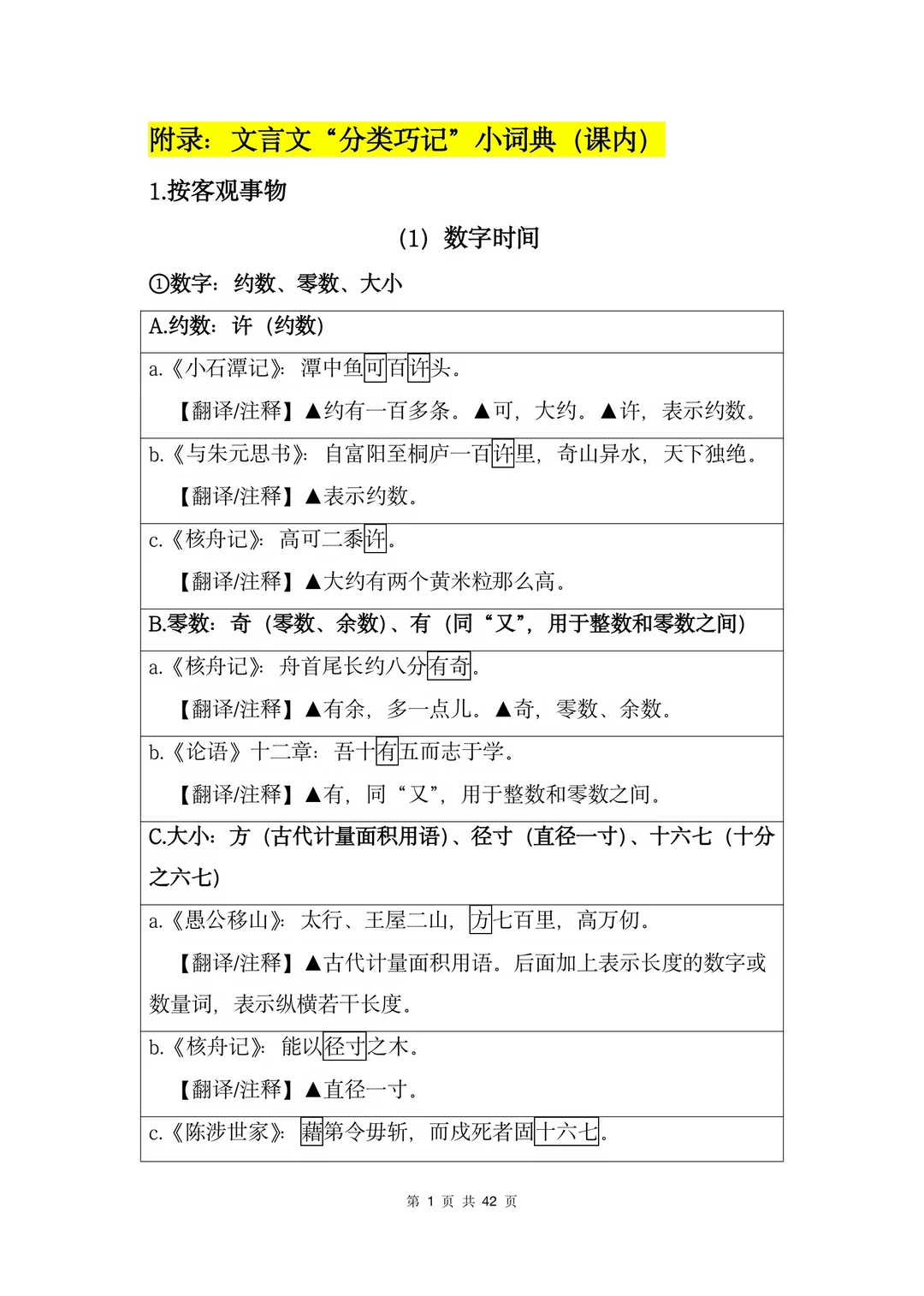 文言文“分类巧记”词典（一）：数字时间