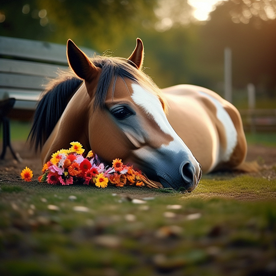 第一次知道原来马也会坐着一直以为马只会站着休息，没想到居然还会乖乖坐着，模样又乖