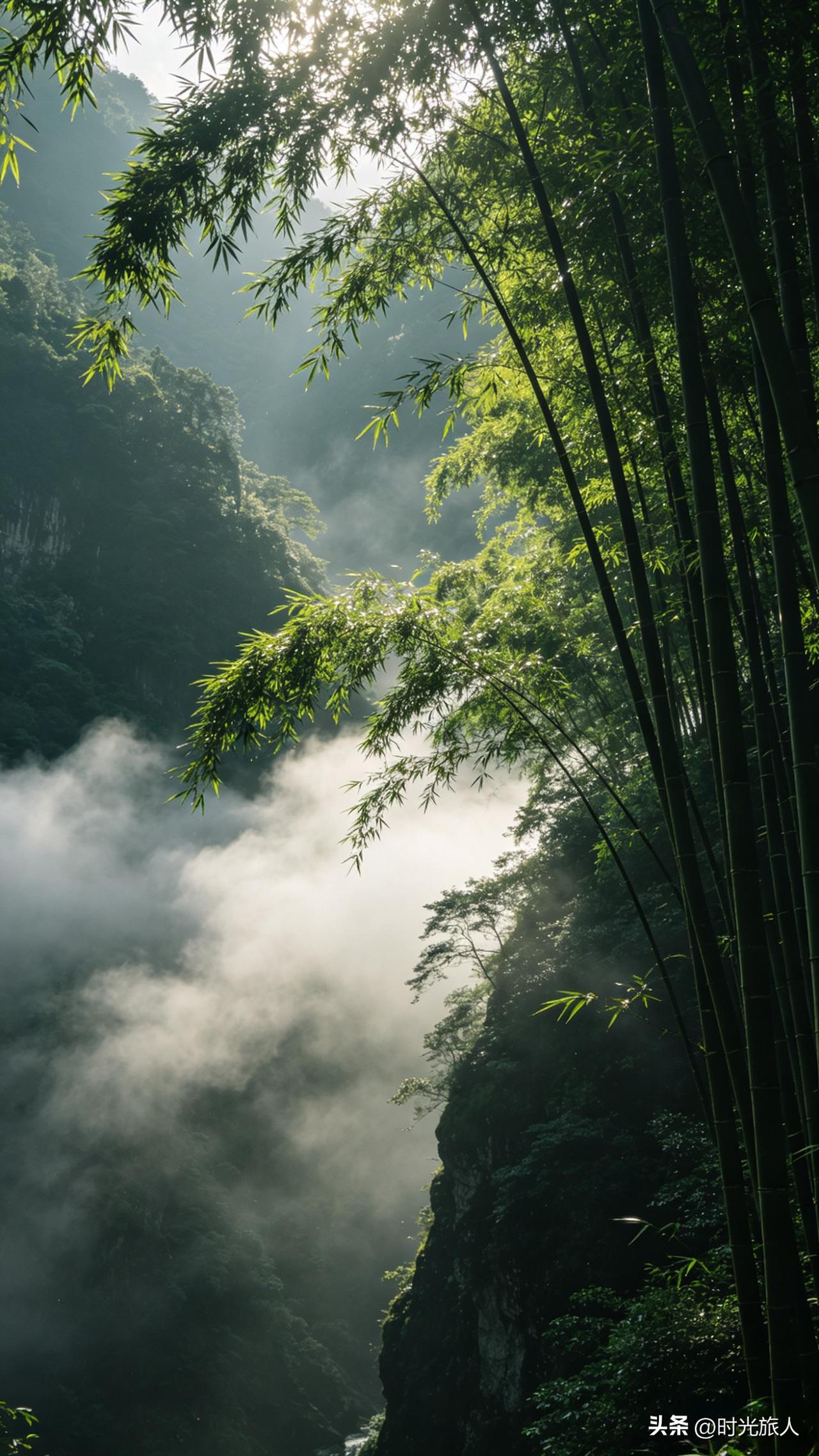 林间风轻，山色渐深。
 
今日写一句所见：
云栖深谷里，风过竹林声。
 
愿此刻