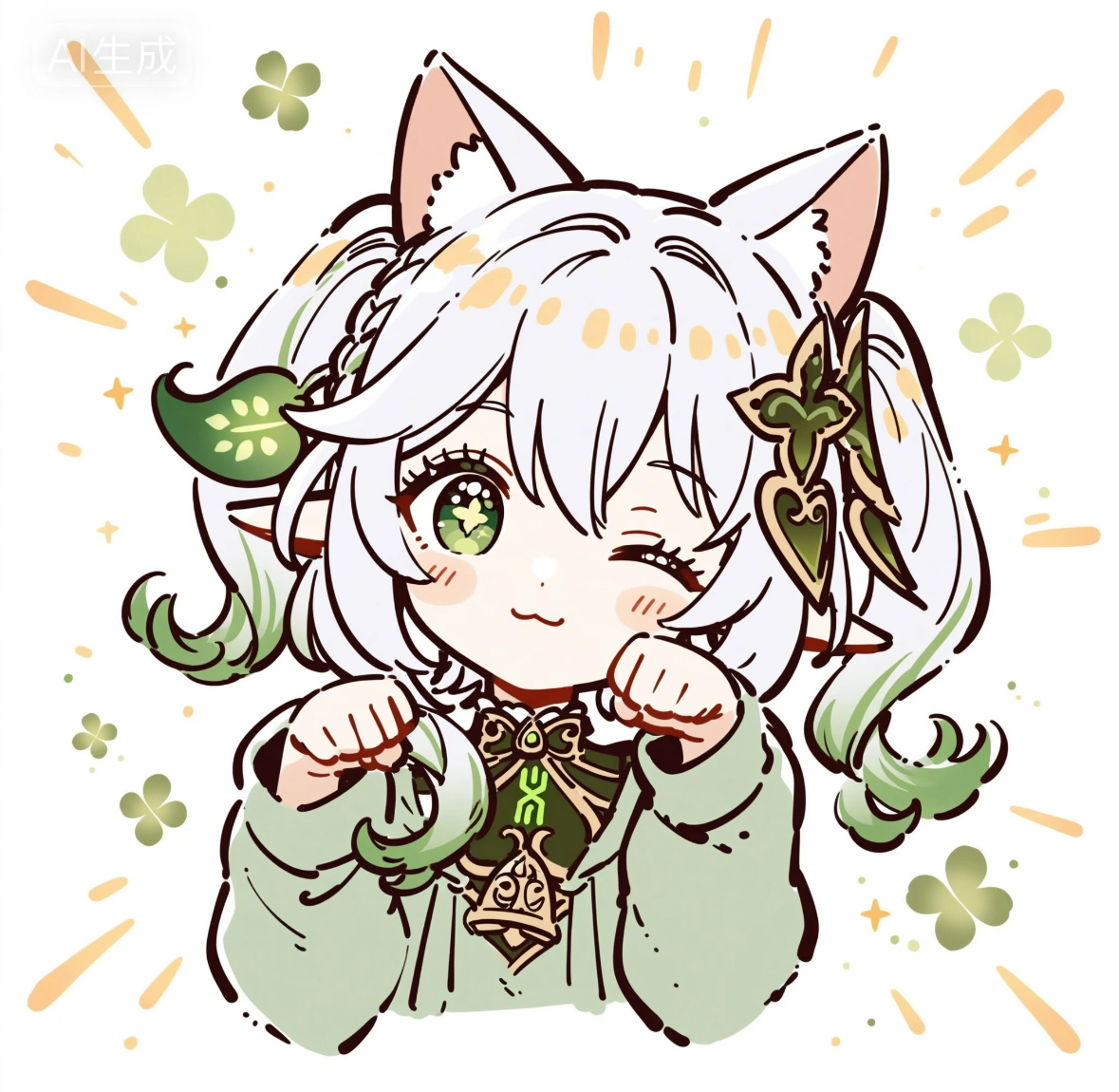 小草神纳西妲猫耳头像，超可爱的！[奶牛猫]次元整活好有意思原神壁纸 ​​​
