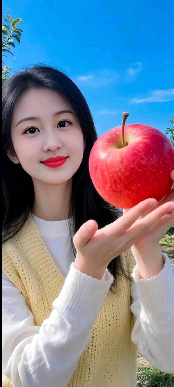 阳光下的红苹果，甜美又健康！🍎🌞