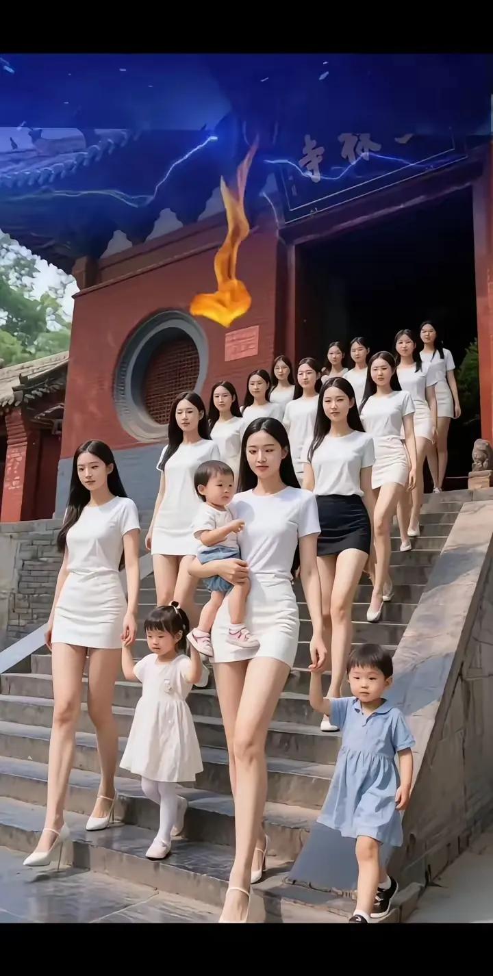 现在和尚真奇怪，
六根清净丢在外，
不念经来不吃斋，
五十媳妇百多孩，
整天想着