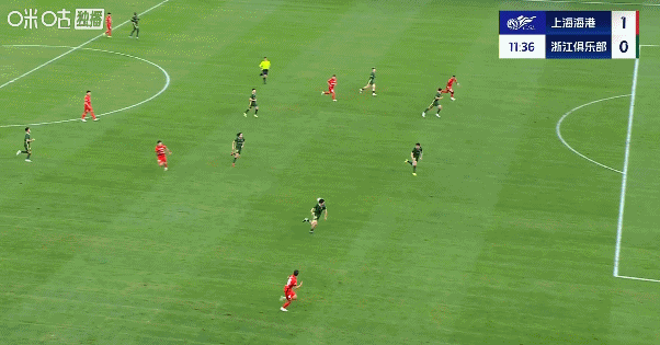 浙江队乌龙球  上海海港1比0浙江队比赛第11分钟，海港右路送出传中，刘浩帆赶在
