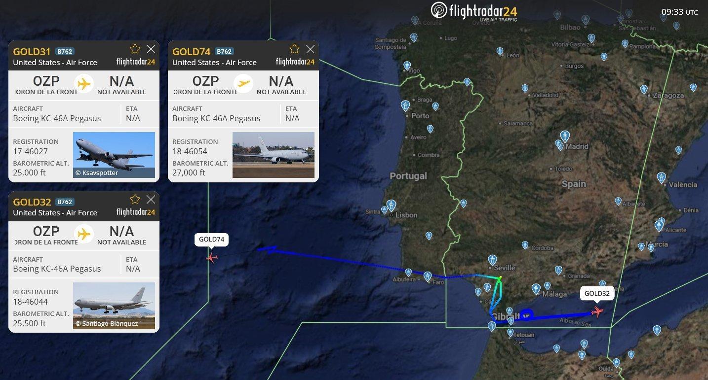 🔻前天从美国本土转场西班牙空军基地的6架EA-18G“咆哮虫”电子战机，现在开