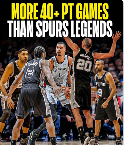 ClutchPoints：追赶前辈，文班马刺生涯7次40+超越吉诺比利