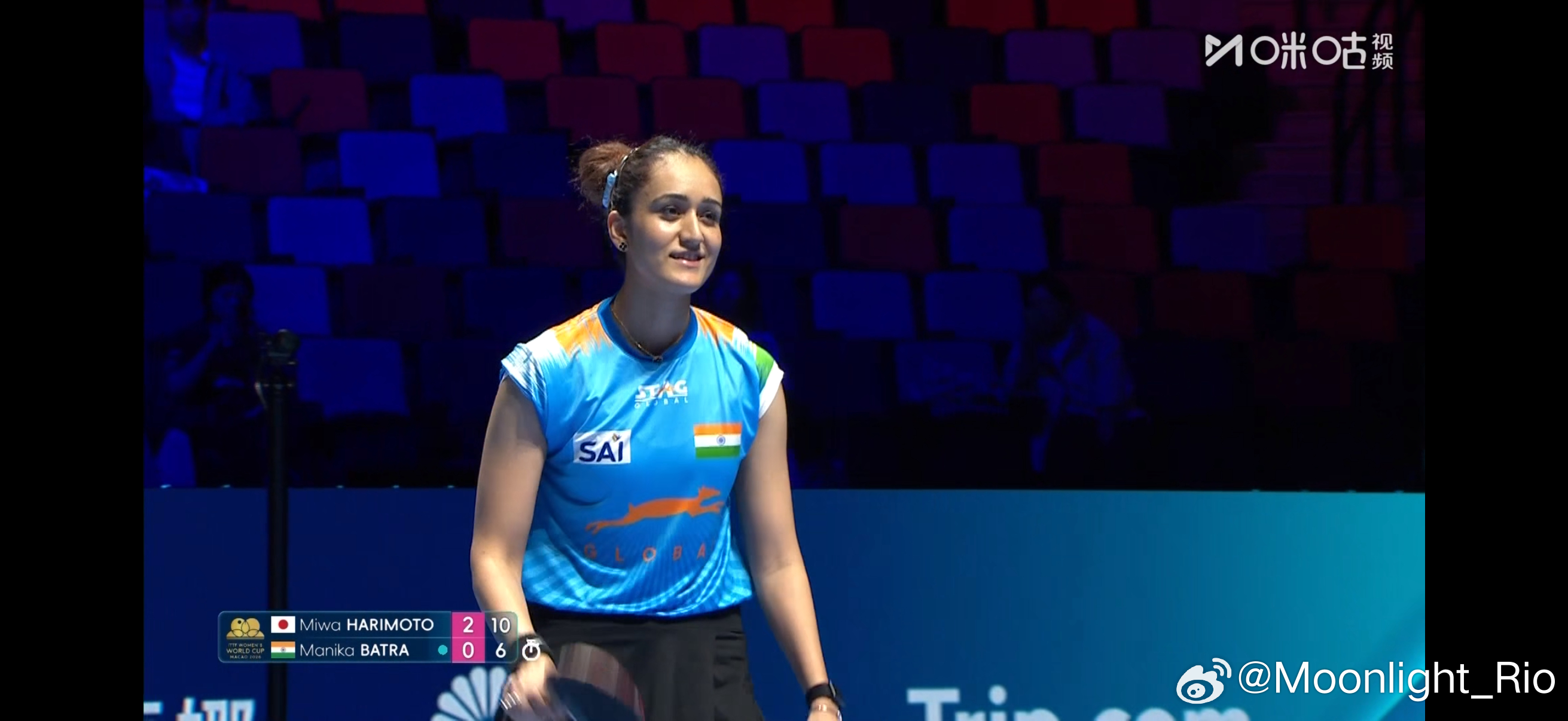 澳门世界杯2026乒乓球 女单小组赛第一轮：🇯🇵张本美和3比0巴特拉🇮🇳