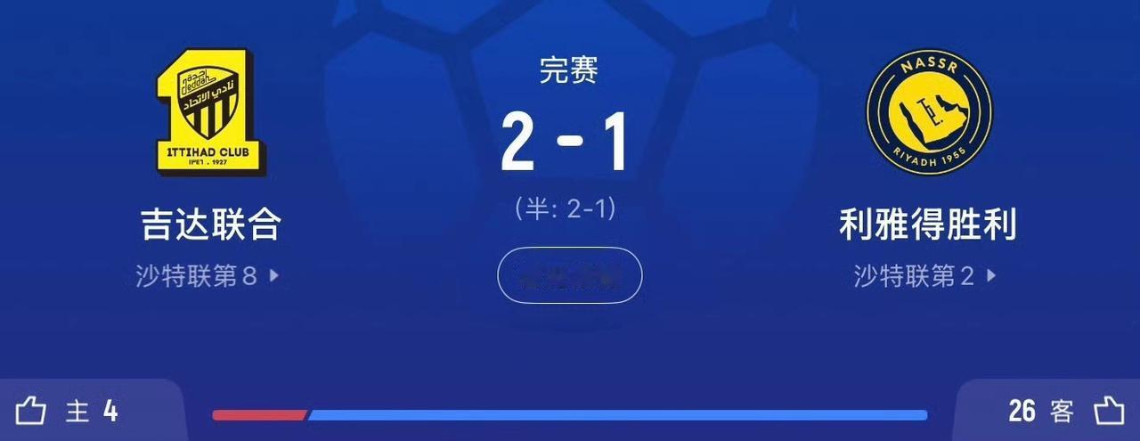 一夜之间，C罗遭遇双重打击！利雅得胜利客场1-2不敌吉达联合，利雅得新月5连胜，