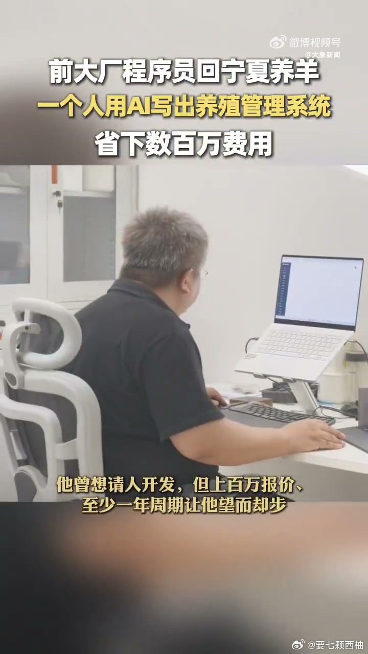 大厂程序员辞职在宁夏用AI养羊跳出互联网大厂，扎根宁夏养滩羊，AI辅助搭建系统，