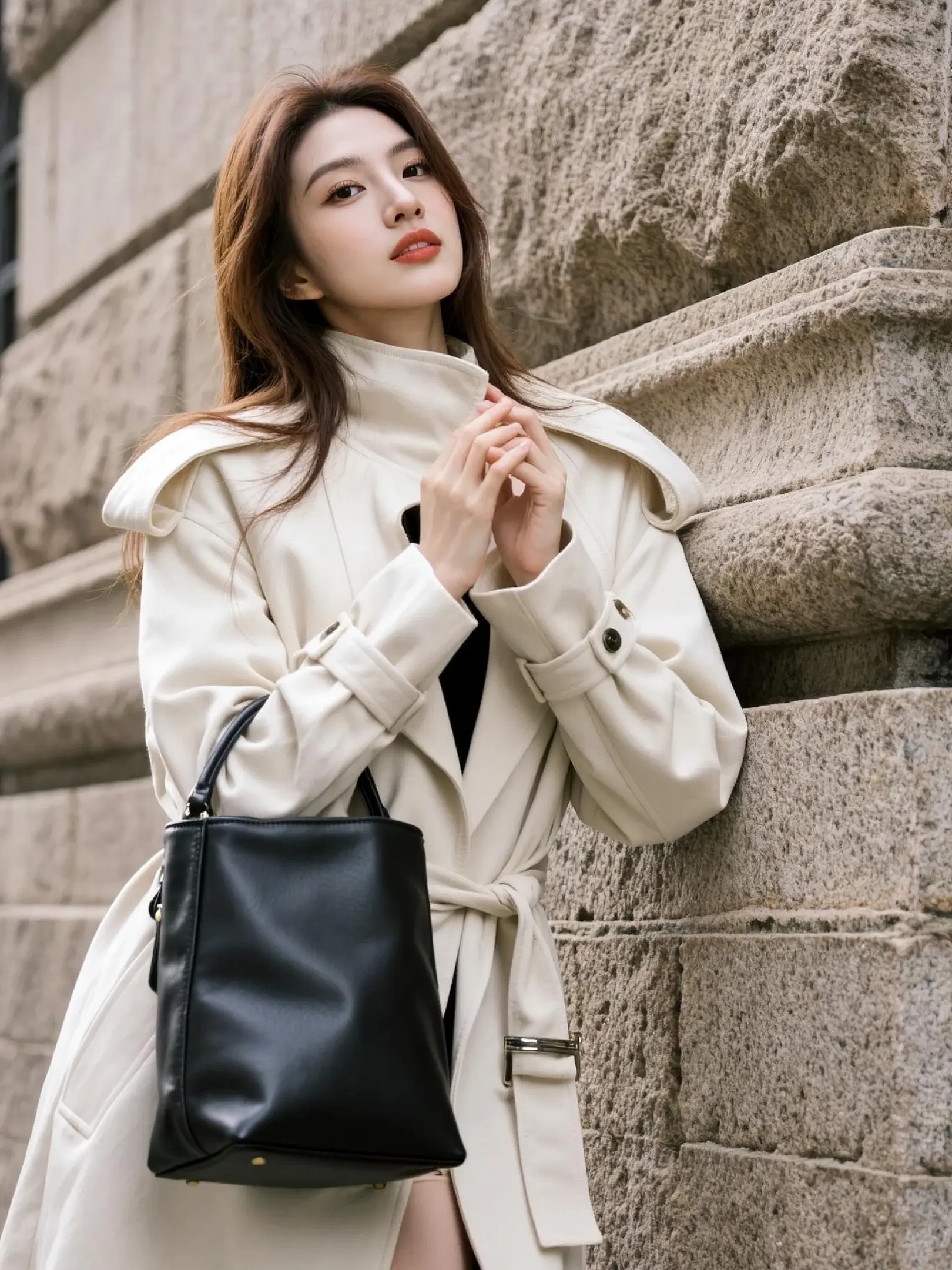 AI风衣氛围感写真 随变ai随便玩 ai创作 用ai创作打开春天 玩法合伙人计划