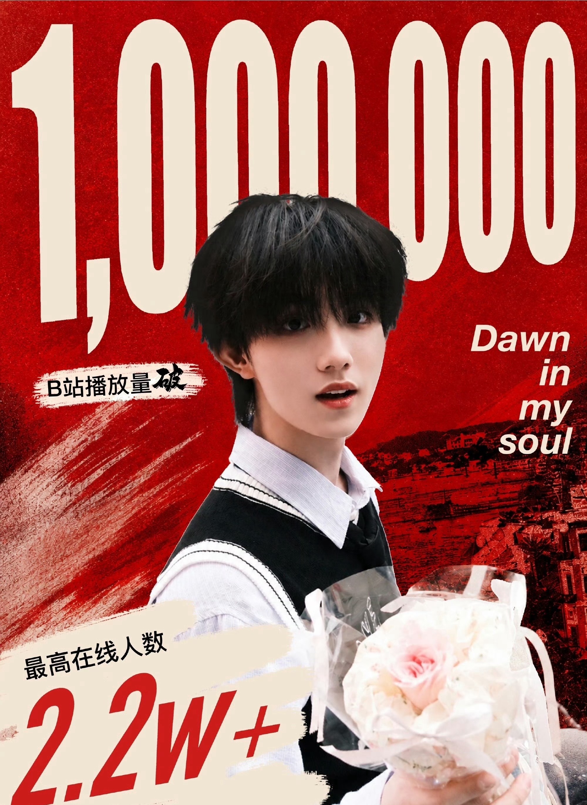 投苏新皓原创单曲《Dawn in my soul》达成100万播放量持续在榜全站
