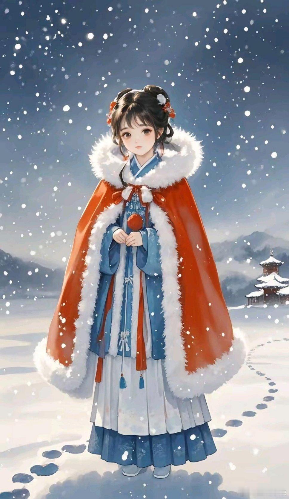 傲雪冰山红衣斗篷美人古风壁纸❄️🌨️ 