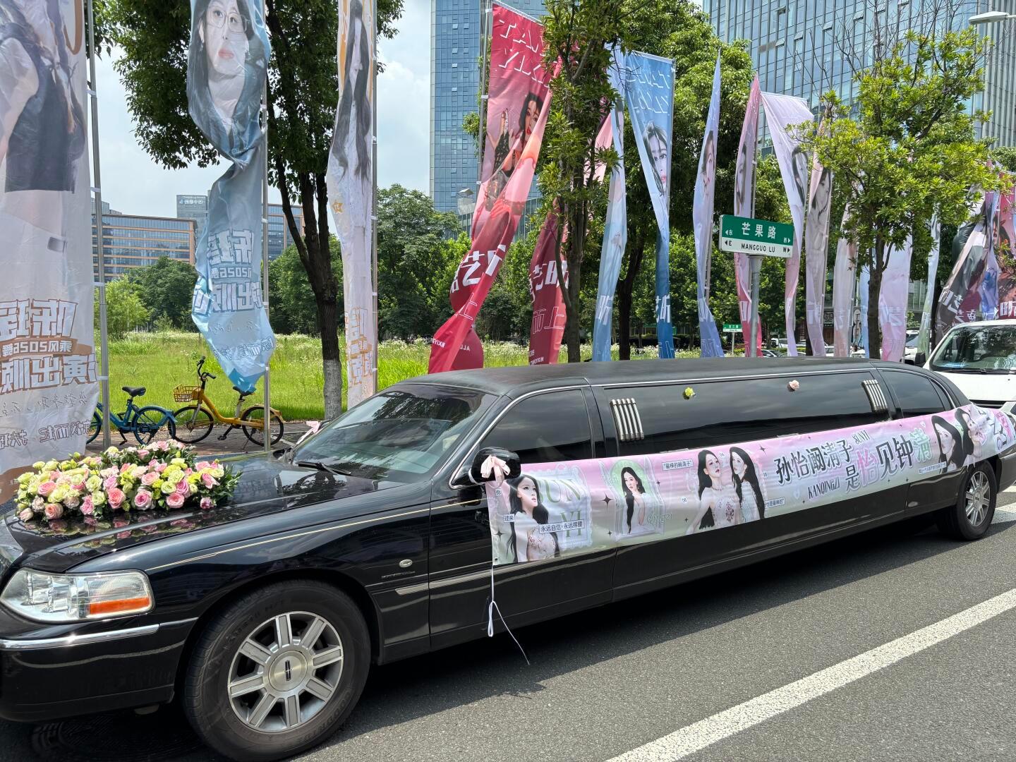 怡见钟清cp粉婚车应援，震撼。。。。孙怡阚清子cp粉婚车应援粉丝给孙怡阚清子婚车