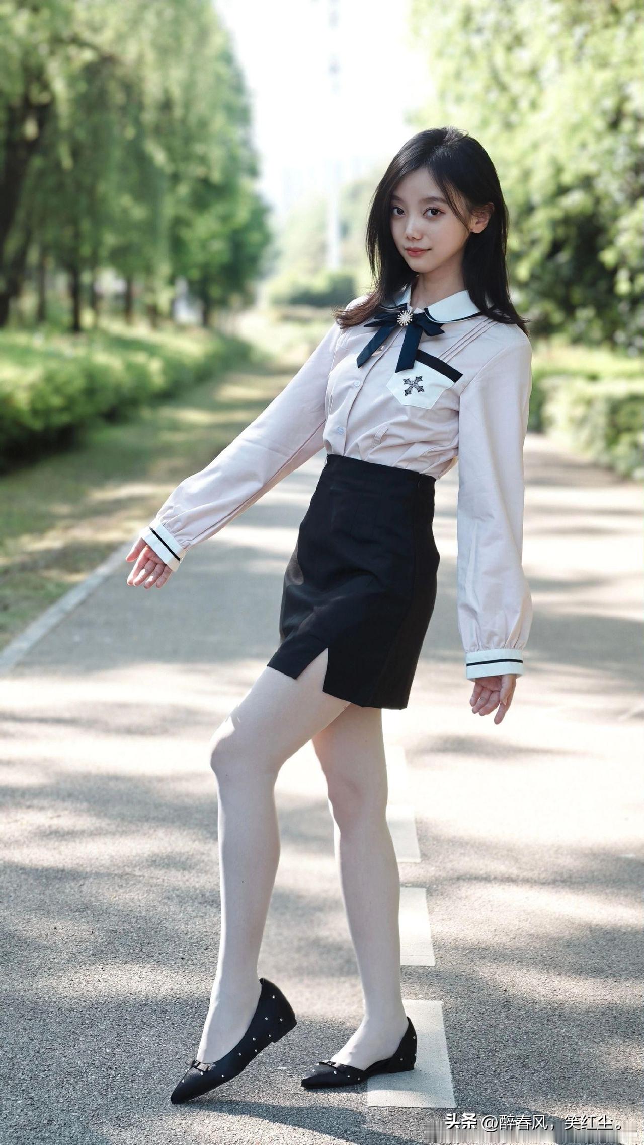 白丝美女黑裙丝袜照