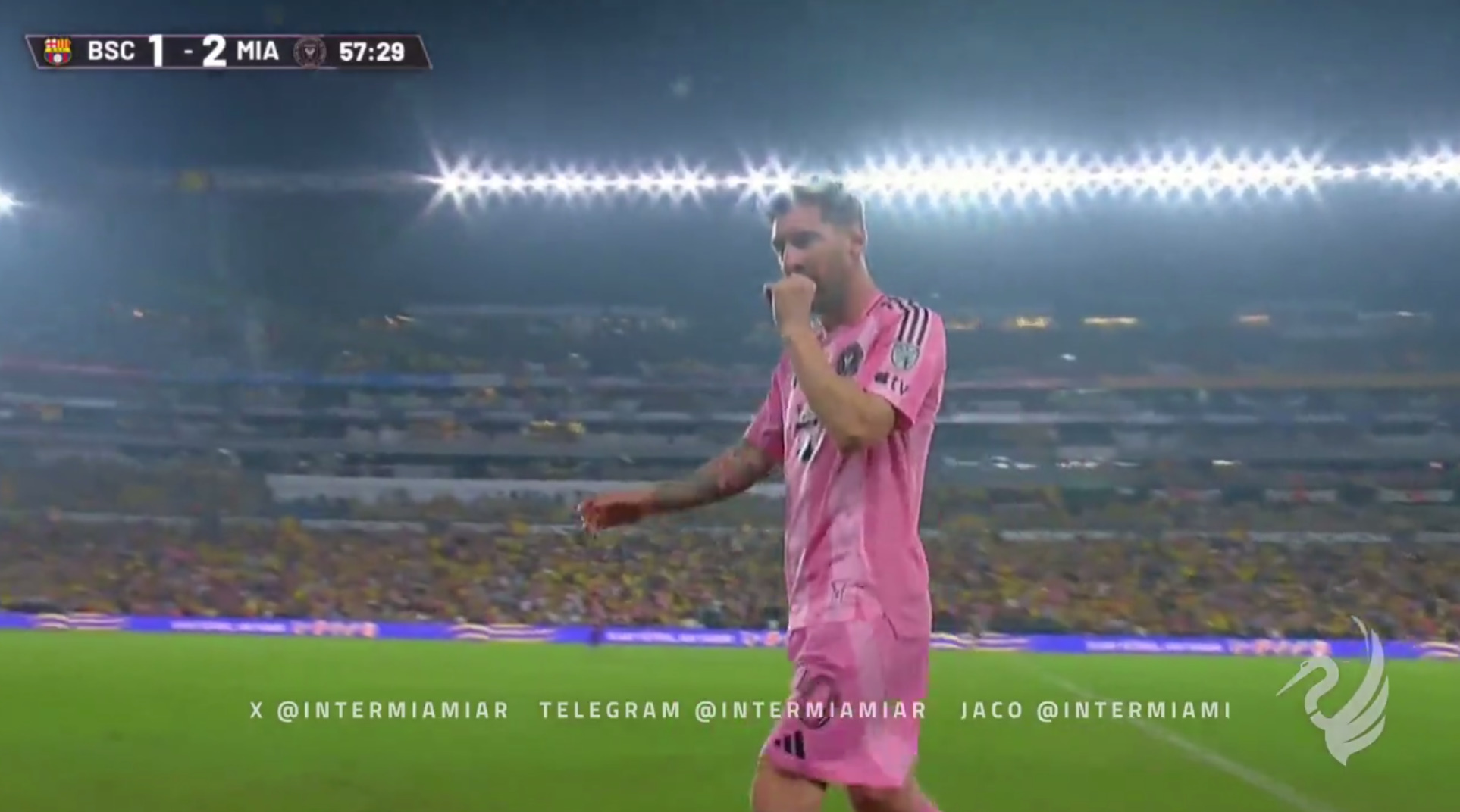 比赛第57分钟，梅西被替换下场！！迈阿密国际vs巴塞罗那SC迈阿密国际