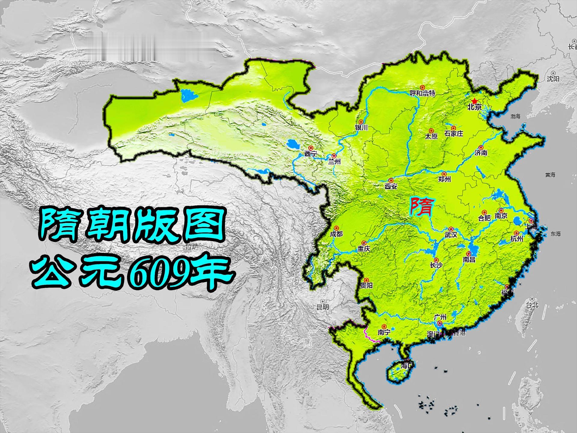 公元609年隋朝版图。