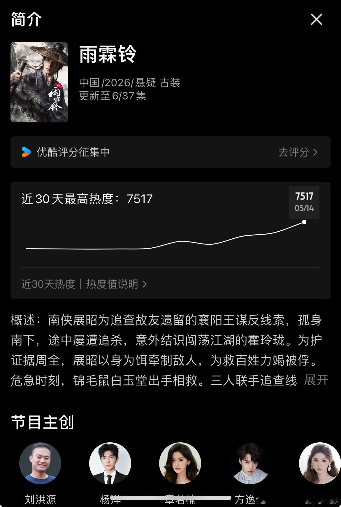 杨洋雨霖铃优酷热度破7500首日6716 杨洋这镜头到底怎么拍出来的 杨洋这镜头