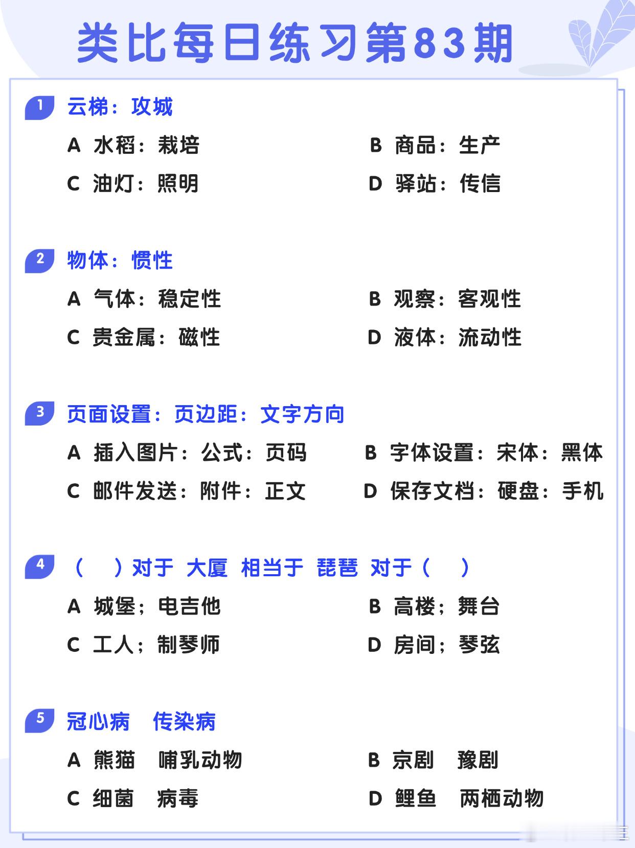 图推类比每日练习第83期图推难度：☆☆类比难度：☆☆事业单位事业单位联考决战公考
