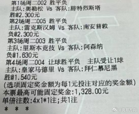 亮哥足球：今日参考实单亮哥实单参考原文：网页链接