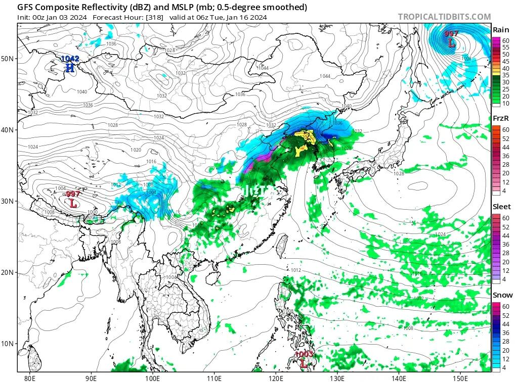超算大幅度调强华北降雪，后期冷暖转换