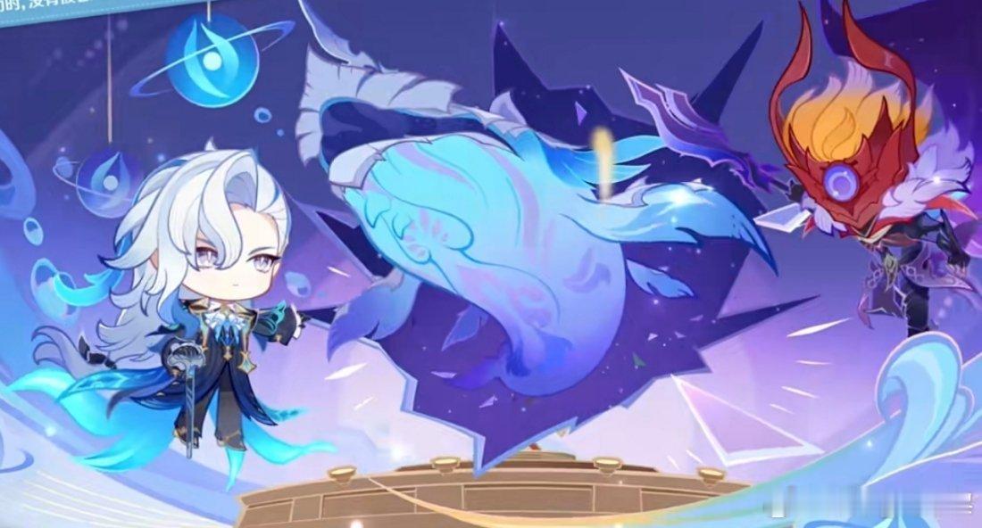 #原神[超话]# 水龙，大鲸鱼还有武装的达达鸭，还记得是哪个剧情不[doge][