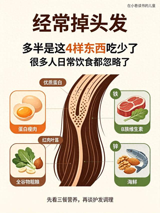 经常掉头发，多半是这4样东西吃少了！很多人日常饮食都忽略了