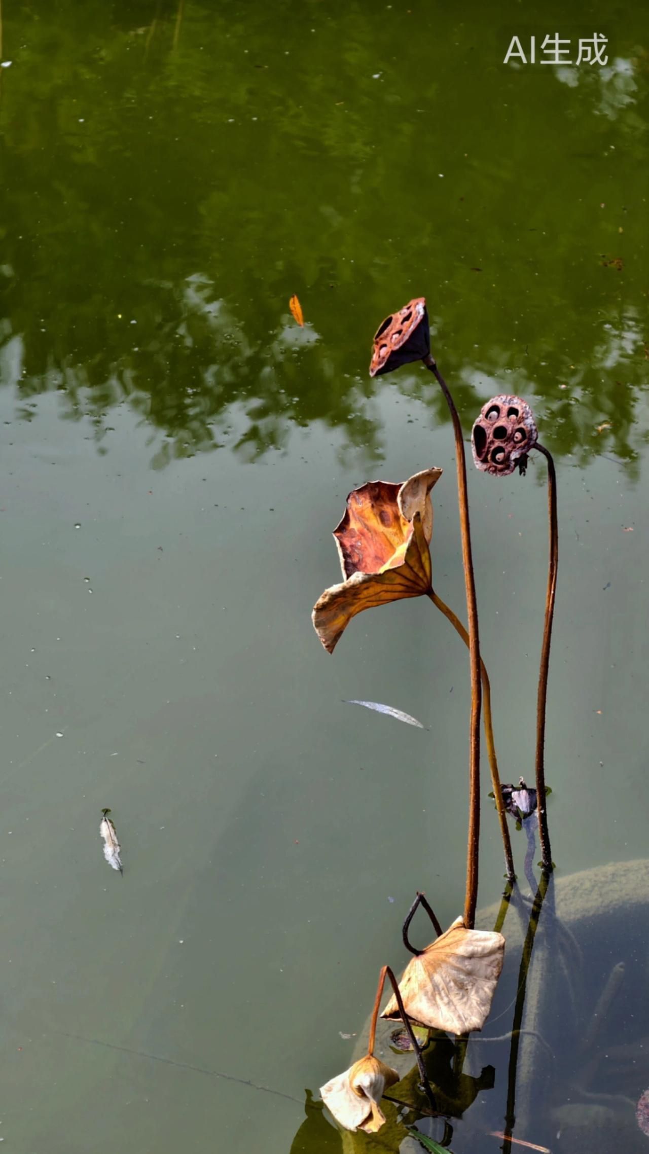 满池枯影换成章，且过灿烂争一篇，寒雨绵绵叙旧情，只待新年再重生[作揖]