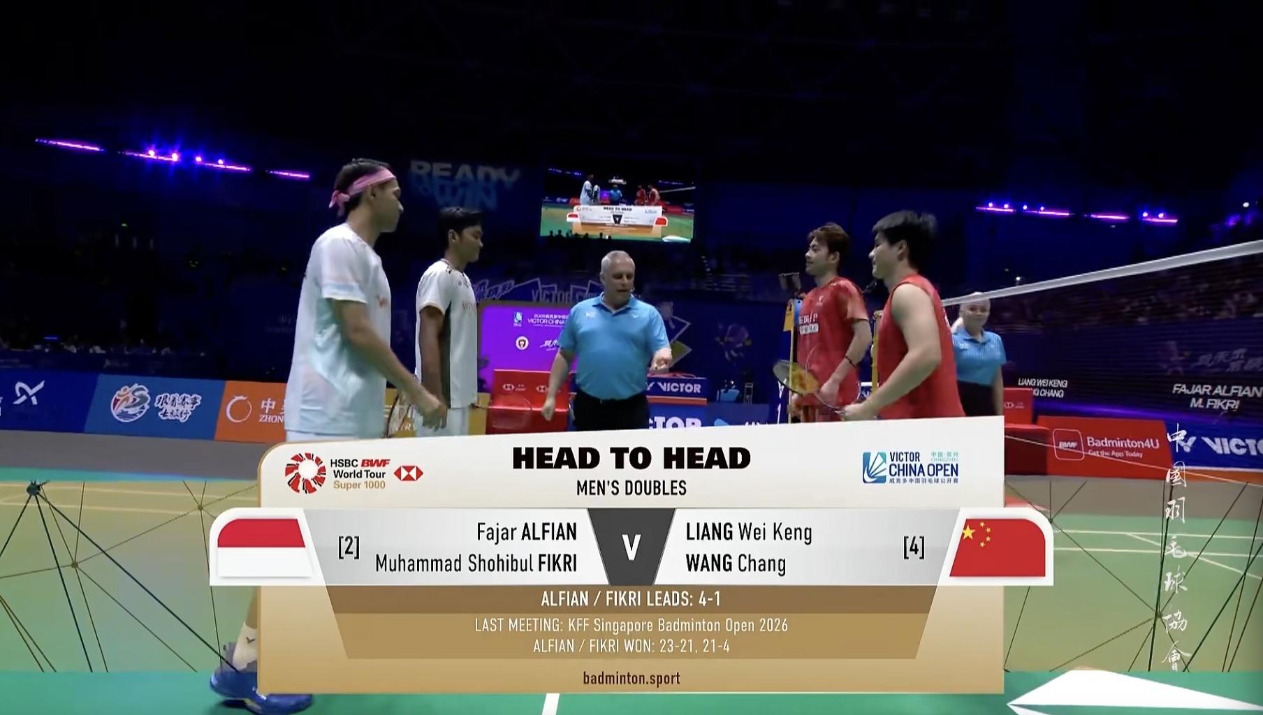 梁伟铿/王昶🇨🇳 vs 🇮🇩阿尔菲安/菲克里，比赛马上开始！威克多中国羽