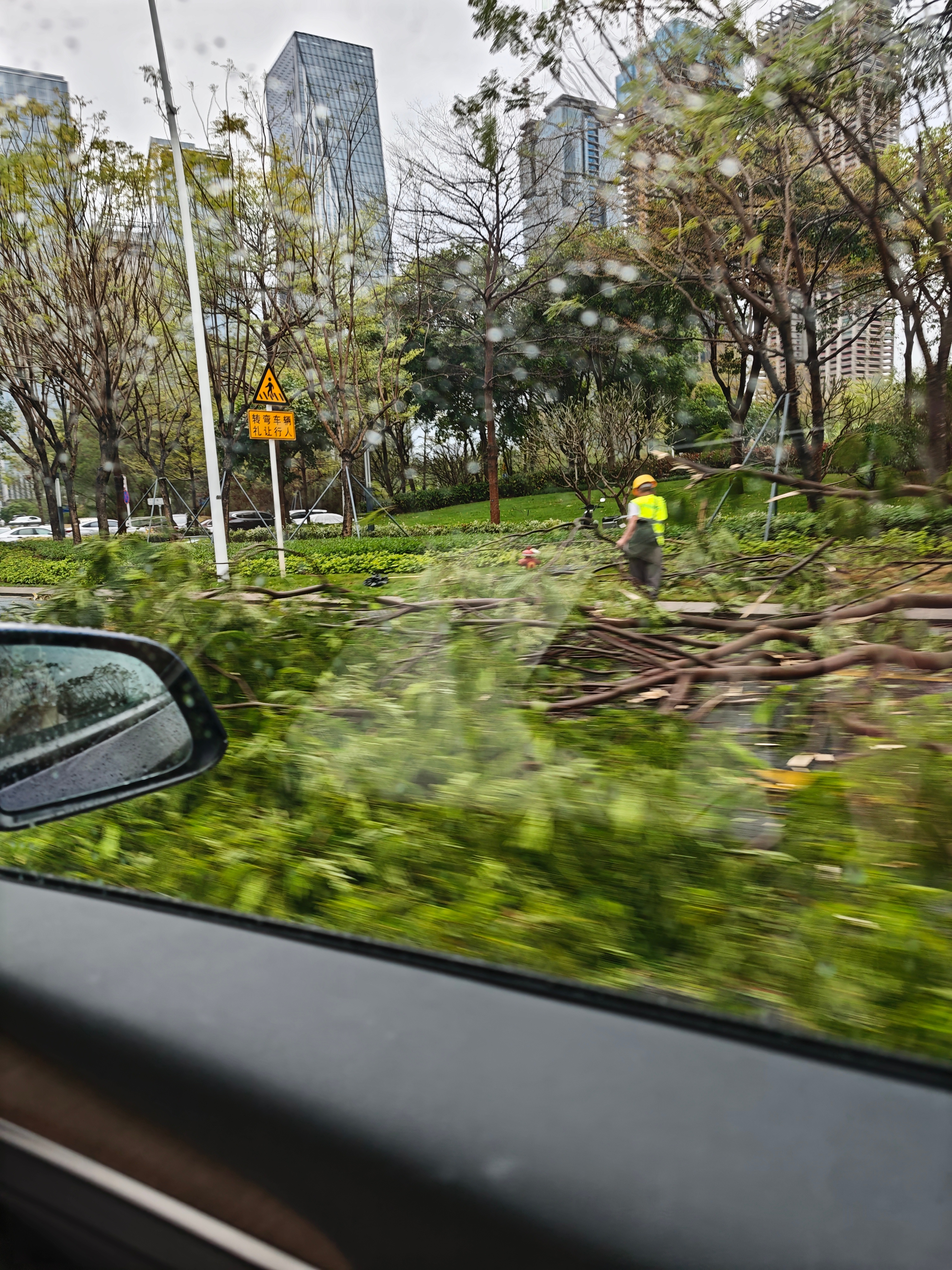 深圳天气深圳突然大风大雨，路边的树都倒了 ​​​