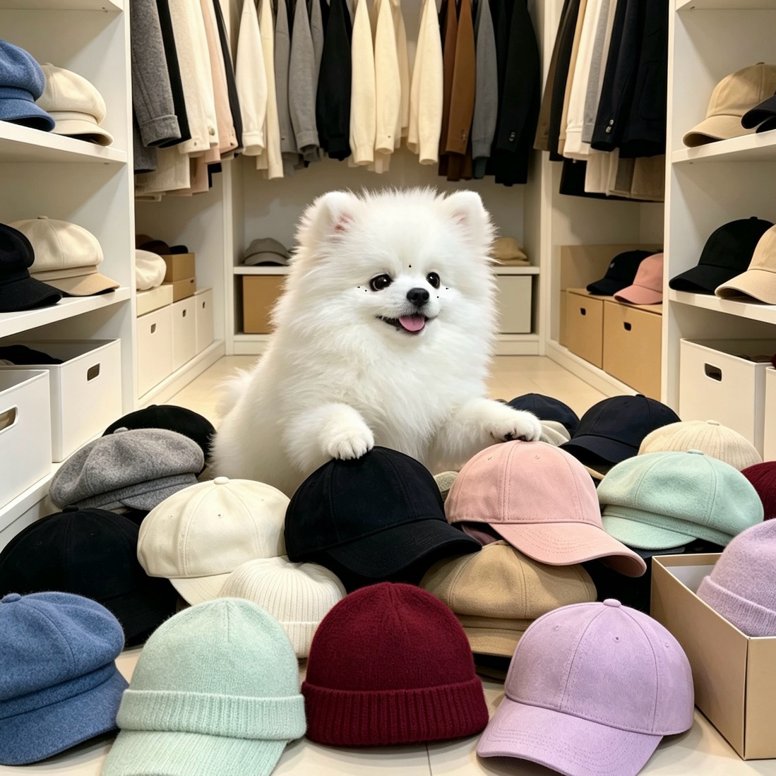 小只狗每天出门前必备项目就是挑选各种各样帽子🧢 