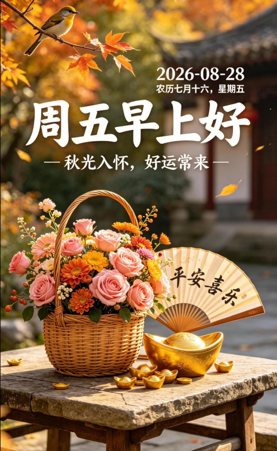 🌞周五早安！日子难免有情绪起伏，少一点无谓的郁结，多一份从容豁达，心怀欢喜，善