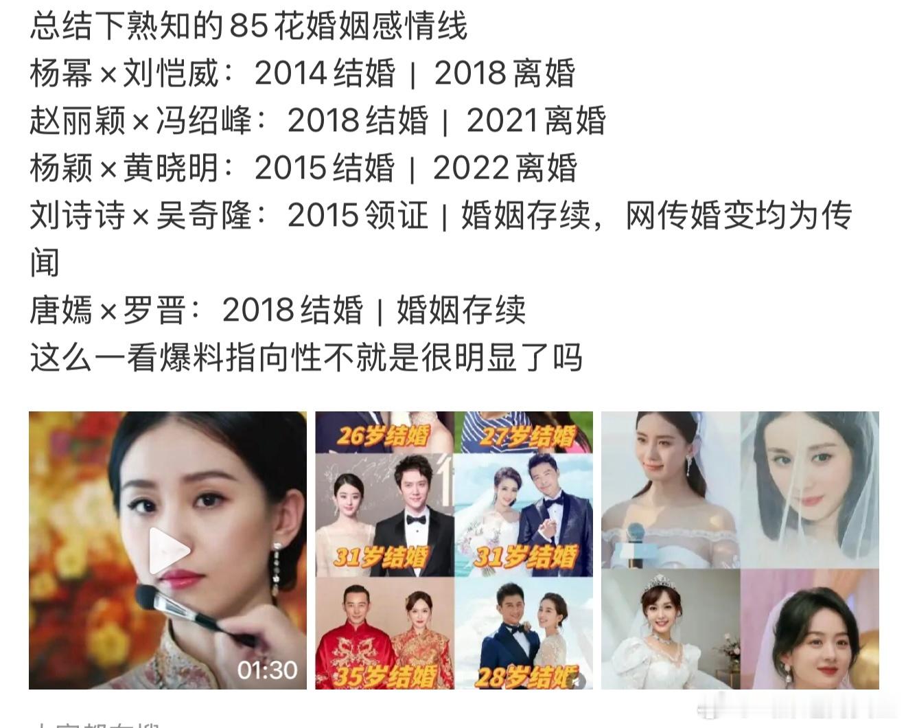【85花女明星基本上都离婚了】🤍杨幂杨颖本身就是离婚运🤍赵丽颖是要求高事业心