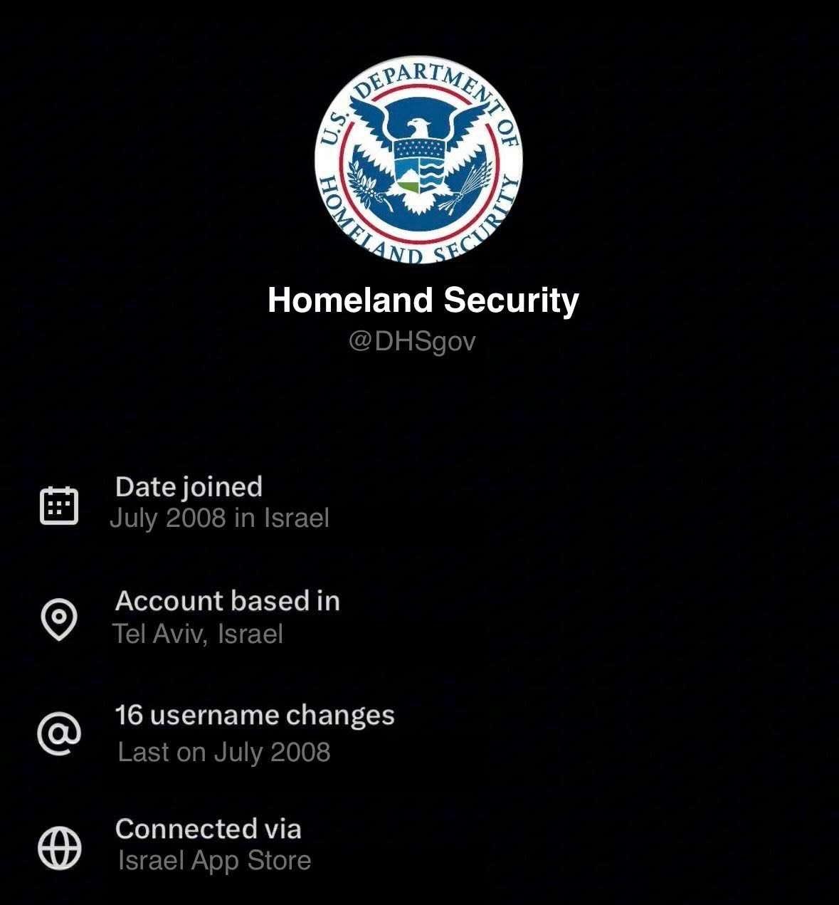 美国国土安全部IP显示为以色列。grok表示是技术错误，已经将定位改回华盛顿[吐