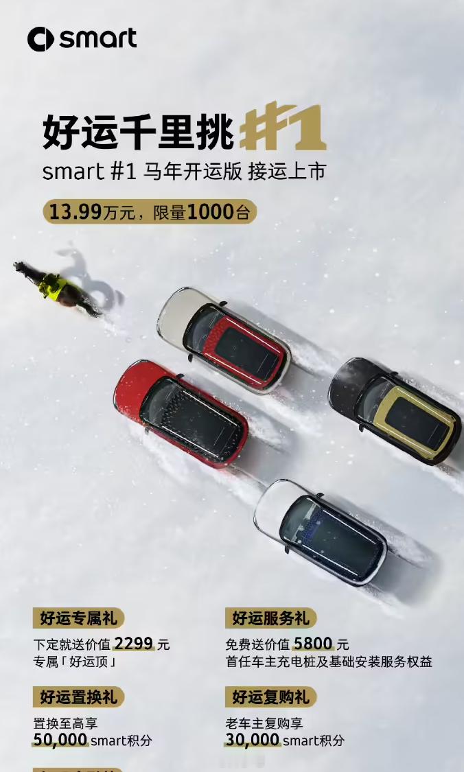 smart 精灵1 马年开运版上市，售价 13.99 万元，限量 1000 台 